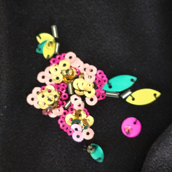 INC Black Halter Top, Multi-color Sequin Flowers, Bubble Hem, Plus Size 2X - Picture 5 of 15